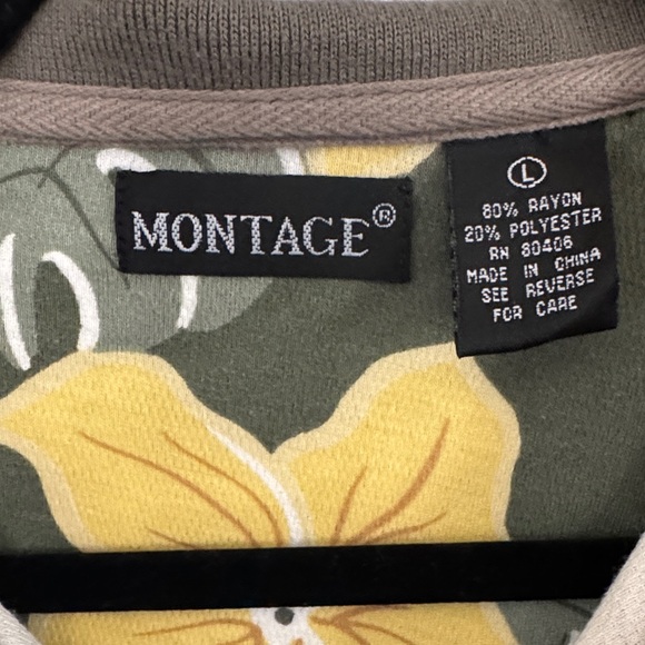 Montage by Mon Cheri Olive Floral Polo Shirt - Picture 2 of 6